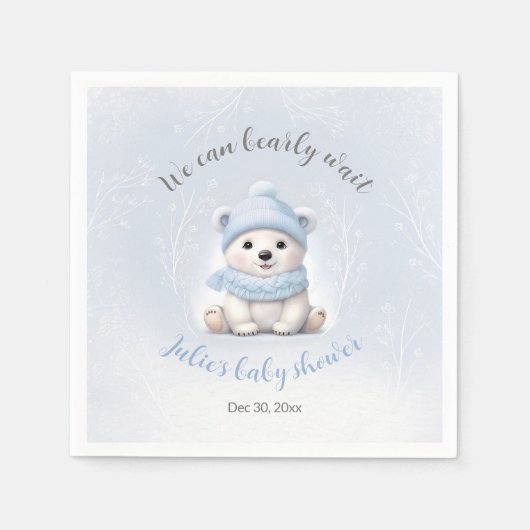 We kunnen nauwelijks wachten op Schattige Beer Blu Servet (Voorkant)