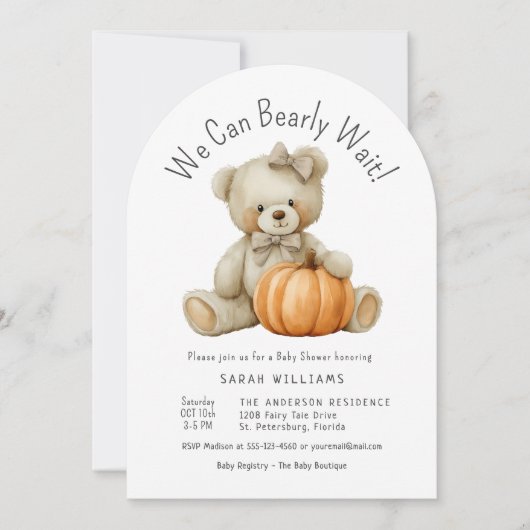 We kunnen nauwelijks wachten op Schattigee Pumpkin Kaart (Voorkant)