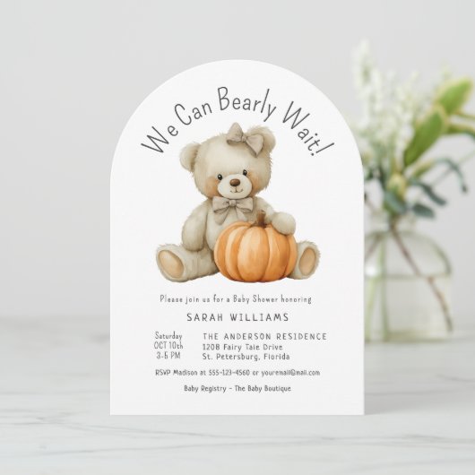 We kunnen nauwelijks wachten op Schattigee Pumpkin Kaart (Staand voorkant)