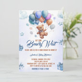 We kunnen nauwelijks wachten op Teddy Bear Blue Ba Kaart (Staand voorkant)