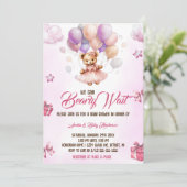 We kunnen nauwelijks wachten op Teddy Bear Pink Ba Kaart (Staand voorkant)