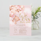 We kunnen nauwelijks wachten op Teddy Pink Baby Gi Kaart (Staand voorkant)