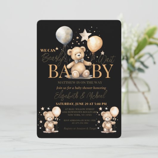 We kunnen nauwelijks wachten op thema Baby shower  Kaart (Staand voorkant)