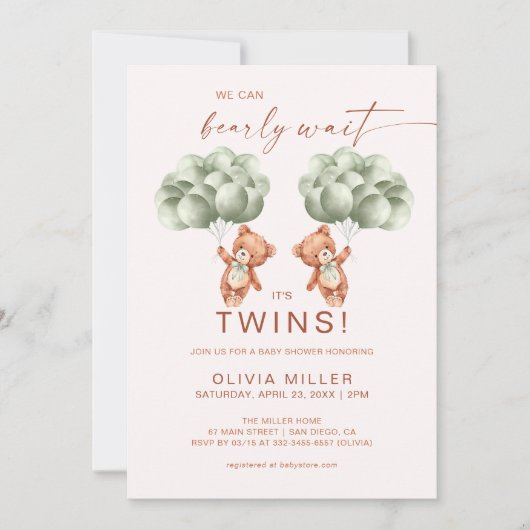 We kunnen nauwelijks wachten op tweeling Sage Gree Kaart (Voorkant)