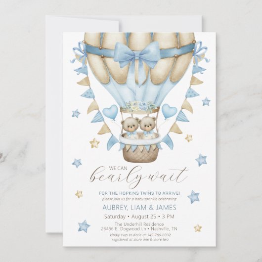 We kunnen nauwelijks wachten op Twin Boy Baby Spri Kaart (Voorkant)