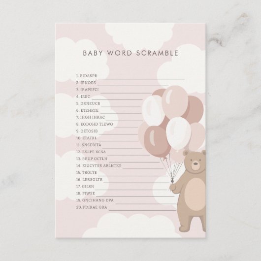 We kunnen nauwelijks wachten | Pink Baby Word Scra Informatiekaartje (Voorkant)