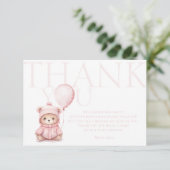 We kunnen nauwelijks wachten roze Beer Baby shower Bedankkaart (Staand voorkant)