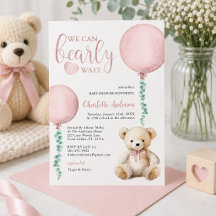 We kunnen nauwelijks wachten Roze Beer Baby Shower