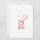 We kunnen nauwelijks wachten roze Beer meisje Baby Kaart (Voorkant)