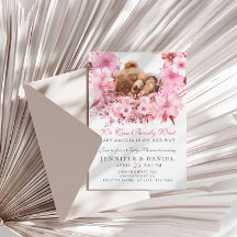 We kunnen nauwelijks wachten Roze bloemen Baby Sho