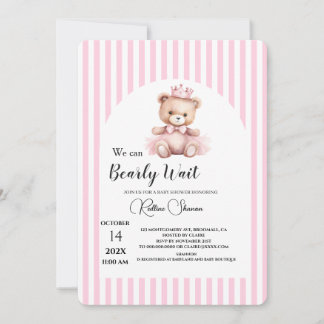 We kunnen nauwelijks wachten roze gestreepte baby kaart