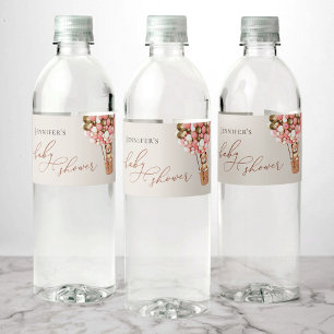 We kunnen nauwelijks wachten! Roze Goud Baby showe Waterfles Etiket