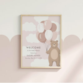 We kunnen nauwelijks wachten | Roze Meisje Welkom  Poster