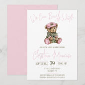 We kunnen nauwelijks wachten! Roze militaire beer Kaart (Voorkant / Achterkant)