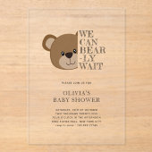 We kunnen nauwelijks wachten | Schattige teddybeer Acryl Uitnodigingen (Voorkant)