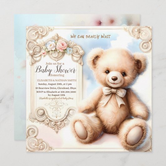 We kunnen nauwelijks wachten schattige teddybeer B Kaart (Voorkant / Achterkant)