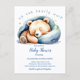 We kunnen nauwelijks wachten schattige teddybeer B Uitnodiging Briefkaart