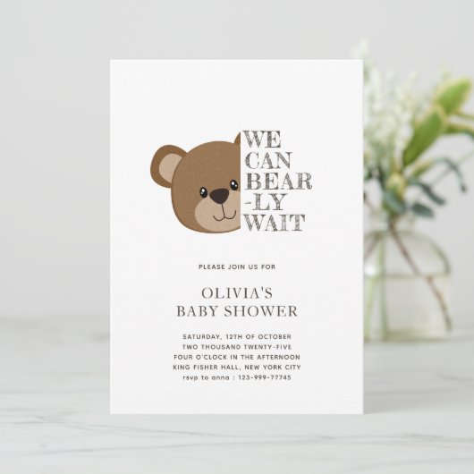We kunnen nauwelijks wachten | Schattige teddybeer Kaart (Staand voorkant)