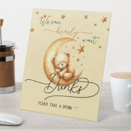 We kunnen nauwelijks wachten Schattigee Beer Baby  Reclamebord Met Voetstuk