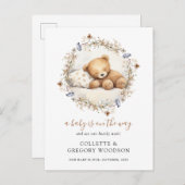 We kunnen nauwelijks wachten Slaap Teddybeer Zwang Aankondigingskaart (Voorkant / Achterkant)