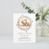 We kunnen nauwelijks wachten Slaap Teddybeer Zwang Aankondigingskaart (Staand voorkant)