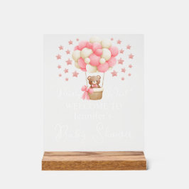 we kunnen nauwelijks wachten, teady beer babyshowe acryl bord