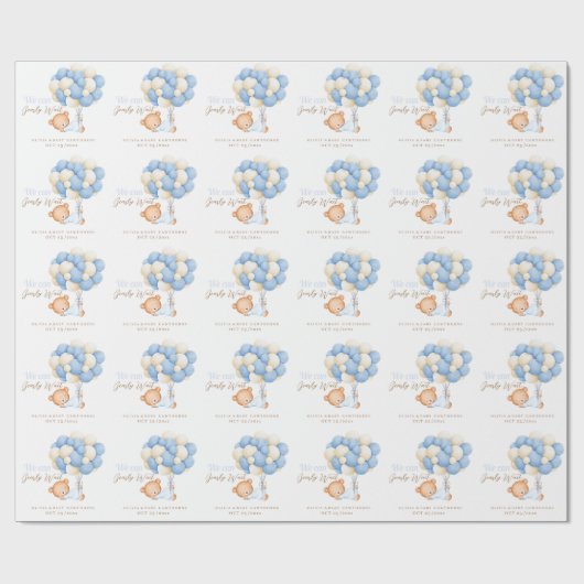 We kunnen nauwelijks wachten Teddy Ballon Baby Jon Cadeaupapier (Vlak)