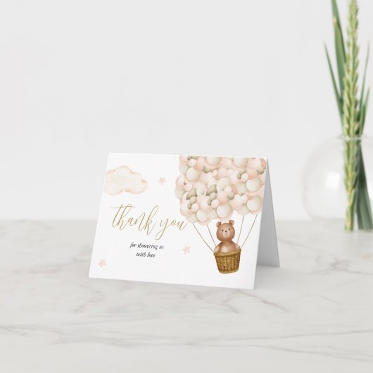 We kunnen nauwelijks wachten Teddybeer Baby Shower Bedankkaart (Voorkant)