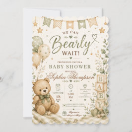 We kunnen nauwelijks wachten Teddybeer Baby Shower Kaart
