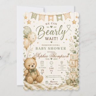 We kunnen nauwelijks wachten Teddybeer Baby Shower Kaart
