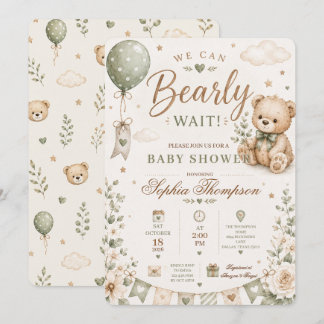 We kunnen nauwelijks wachten Teddybeer Baby Shower Kaart