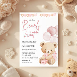 We kunnen nauwelijks wachten Teddybeer Baby Shower Kaart