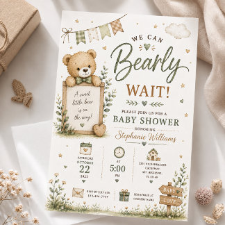 We kunnen nauwelijks wachten Teddybeer Baby Shower Kaart