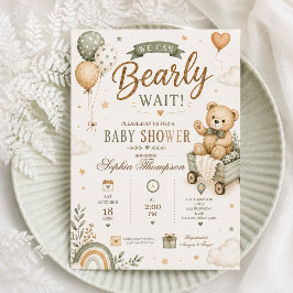 We kunnen nauwelijks wachten Teddybeer Baby Shower Kaart