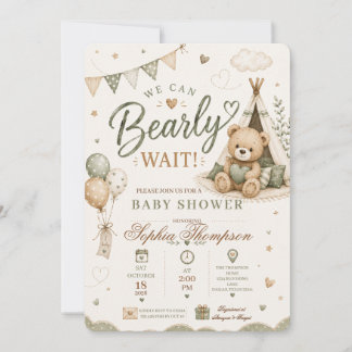 We kunnen nauwelijks wachten Teddybeer Baby Shower Kaart