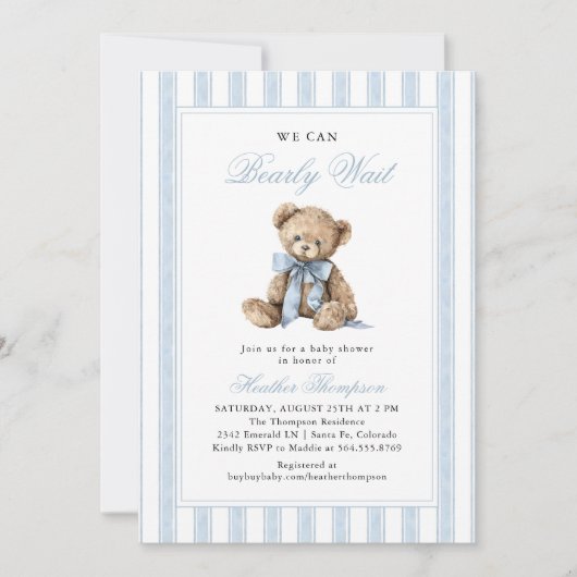We kunnen nauwelijks wachten Teddybeer Baby Shower Kaart (Voorkant)