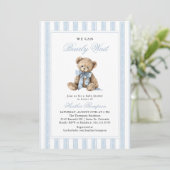 We kunnen nauwelijks wachten Teddybeer Baby Shower Kaart (Staand voorkant)