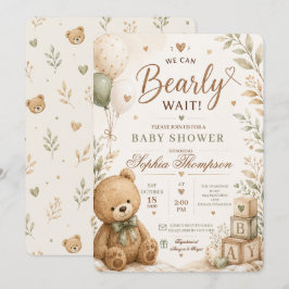We kunnen nauwelijks wachten Teddybeer Baby Shower Kaart