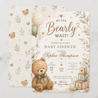 We kunnen nauwelijks wachten Teddybeer Baby Shower Kaart