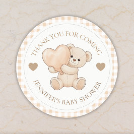 We kunnen nauwelijks wachten Teddybeer Baby Shower Ronde Sticker