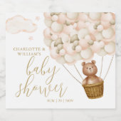 We kunnen nauwelijks wachten Teddybeer Baby Shower Sparkling Wijnetiket (Enkel label)