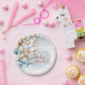 We kunnen nauwelijks wachten! Teddybeer blauw Baby Papieren Bordje (Feest)