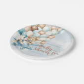 We kunnen nauwelijks wachten! Teddybeer blauw Baby Papieren Bordje (Gekanteld)