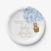 We kunnen nauwelijks wachten Teddybeer Blauwe Jong Papieren Bordje (Voorkant)