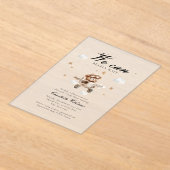 We kunnen nauwelijks wachten! Teddybeer en vliegtu Acryl Uitnodigingen (Laagn)