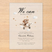 We kunnen nauwelijks wachten! Teddybeer en vliegtu Acryl Uitnodigingen (Voorkant)