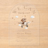 We kunnen nauwelijks wachten! Teddybeer en vliegtu Acryl Uitnodigingen (Voorkant)