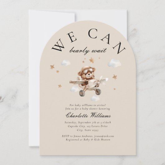 We kunnen nauwelijks wachten! Teddybeer en vliegtu Kaart (Voorkant)