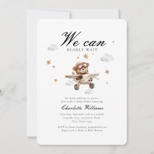 We kunnen nauwelijks wachten! Teddybeer en vliegtu Kaart (Voorkant)