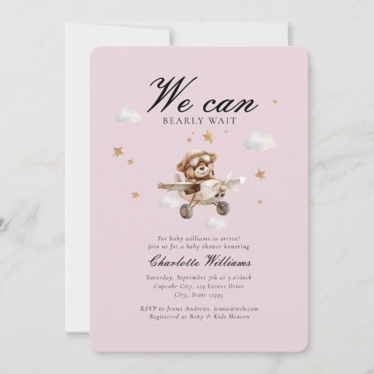 We kunnen nauwelijks wachten! Teddybeer en vliegtu Kaart (Voorkant)